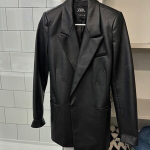 Zara Black Leather Blazer